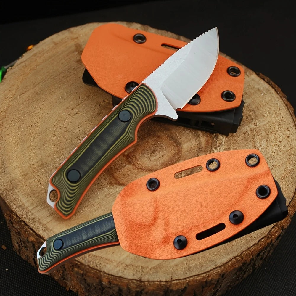 Outdoor Camping EDC Fixed-Blade Knife with G10 Handle & Sheath