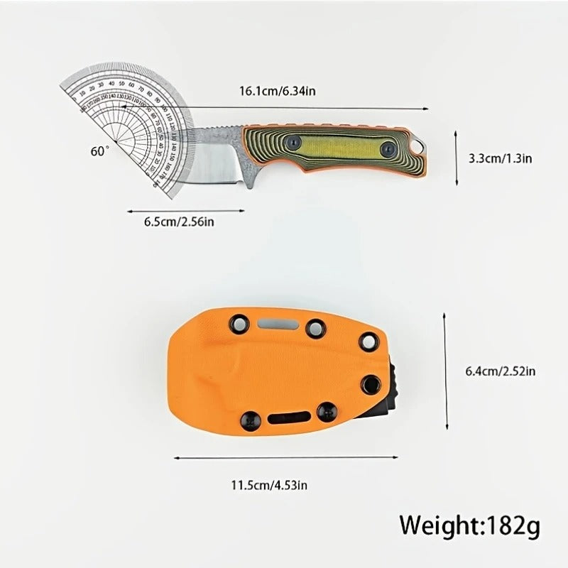 Outdoor Camping EDC Fixed-Blade Knife with G10 Handle & Sheath