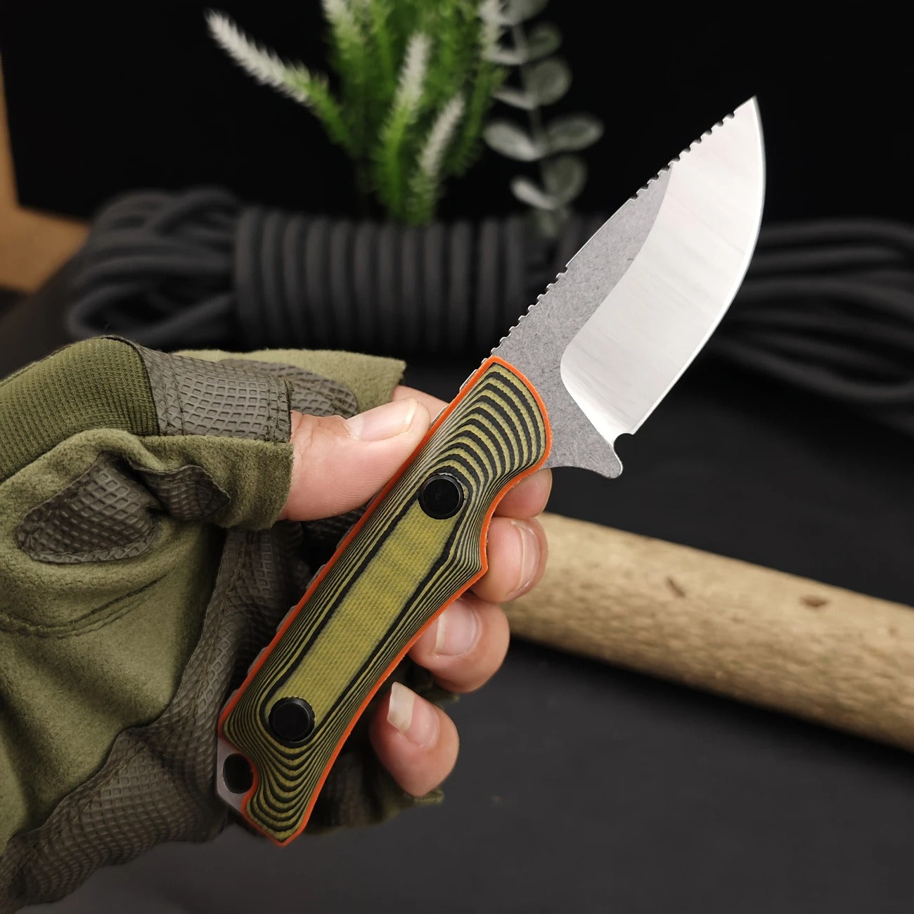 Outdoor Camping EDC Fixed-Blade Knife with G10 Handle & Sheath