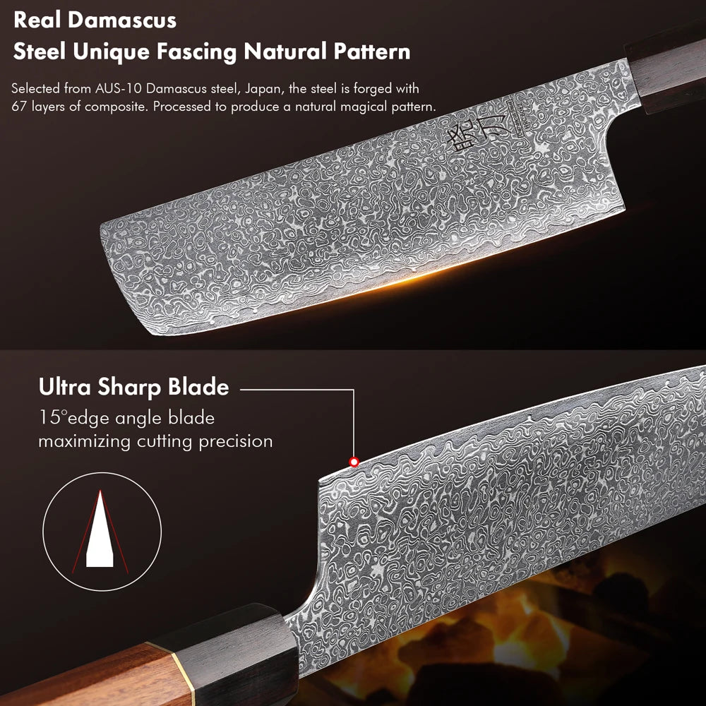 6.5" Japanese Nakiri Knife 67 Layer Damascus Steel
