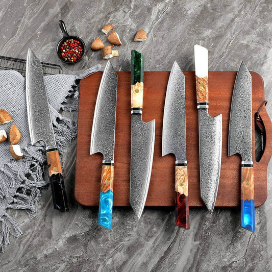 8.2" Japanese Damascus Chef Knife – Wood & Epoxy Handle