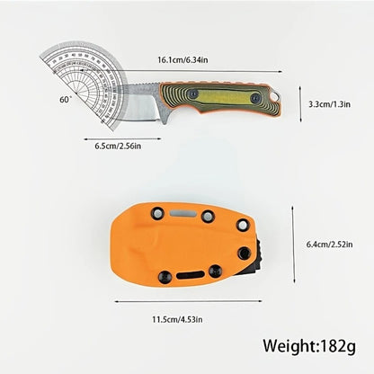 Outdoor Camping EDC Fixed-Blade Knife with G10 Handle & Sheath