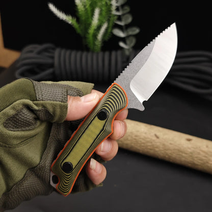 Outdoor Camping EDC Fixed-Blade Knife with G10 Handle & Sheath