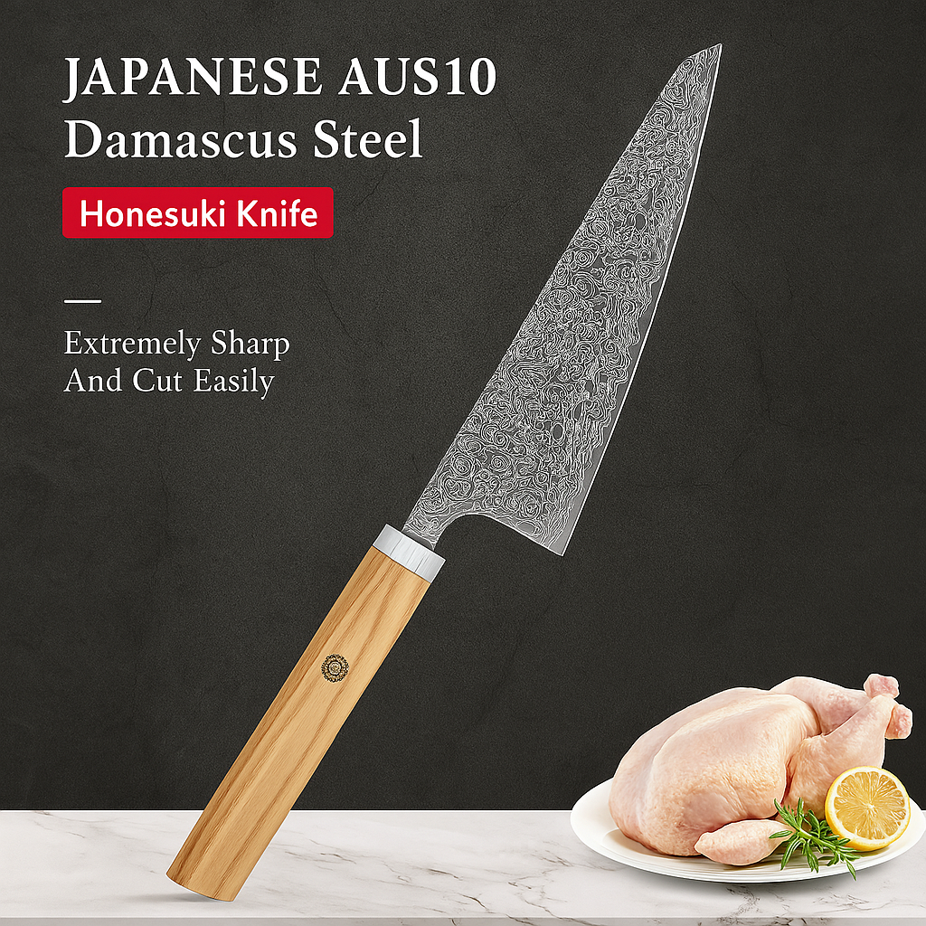 6" Japanese Honesuki Knife 67 Layers Damascus Steel