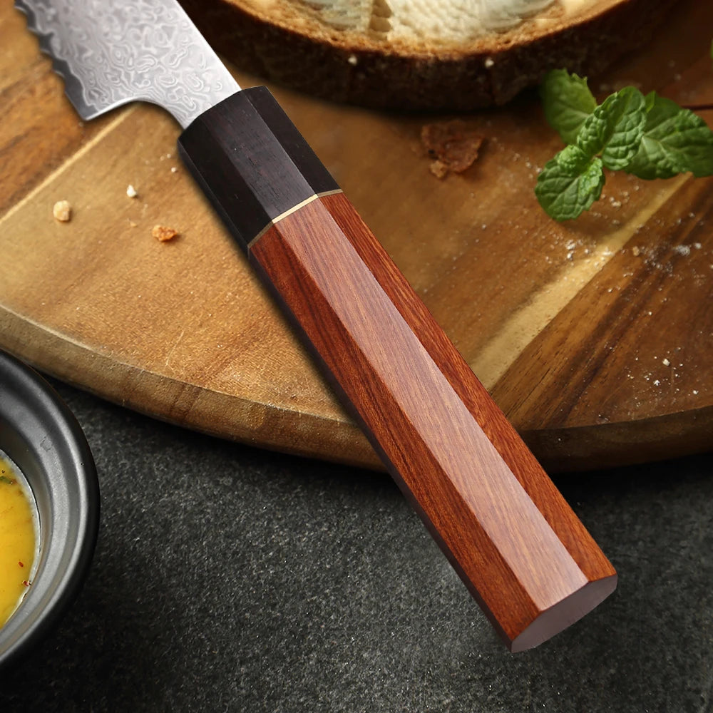 8.5" Serrated Bread Knife 67 Layer Damascus Steel